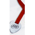 Heavy Gauge Heart Ribbon Bookmark w/ Card & Envelope (Polished Silver)